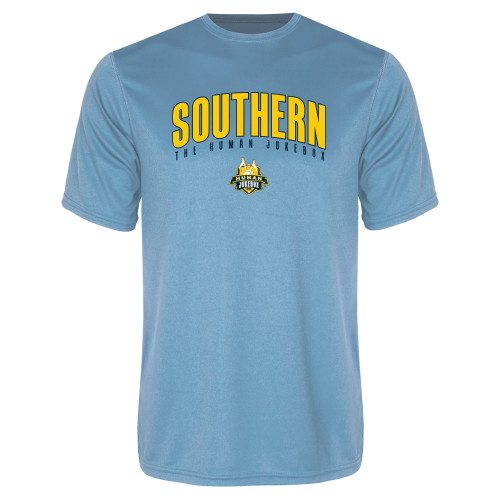  Light Blue Performance Tee - Arched Southern The Human Jukebox