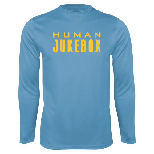  Light Blue Performance Long Sleeve Shirt - Human Jukebox Wordmark