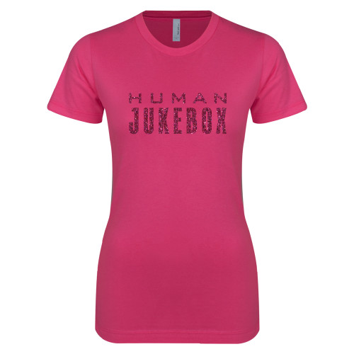  Next Level Womens Fuchsia Boyfriend Tee - M Hot Pink Glitter