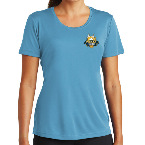  Womens Light Blue Performance Short Sleeve Tee - The Human Jukebox Official Mark