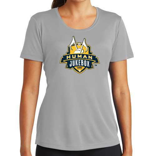  Womens Grey Performance Short Sleeve Tee - The Human Jukebox Official Mark