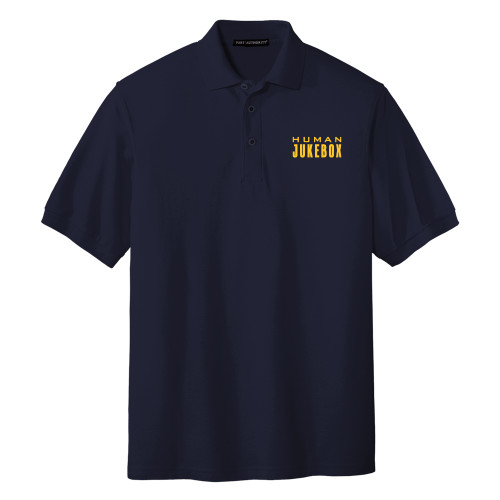  Navy Silk Touch Polo - Human Jukebox Wordmark