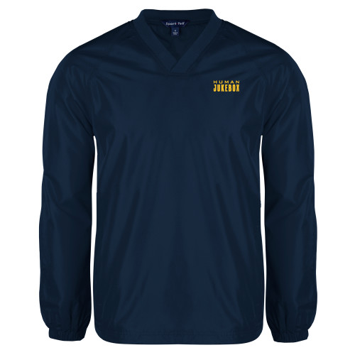  Navy V Neck Raglan Windshirt - Human Jukebox Wordmark