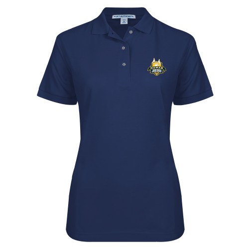  Womens Silk Touch Navy Pique Polo - The Human Jukebox Official Mark