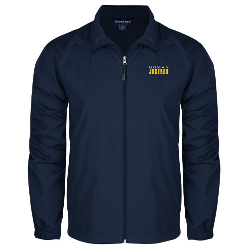  Navy Full Zip Wind Jacket - Human Jukebox Wordmark