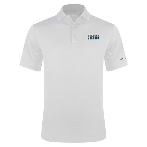  Columbia White Omni Wick Drive Polo - Human Jukebox Wordmark