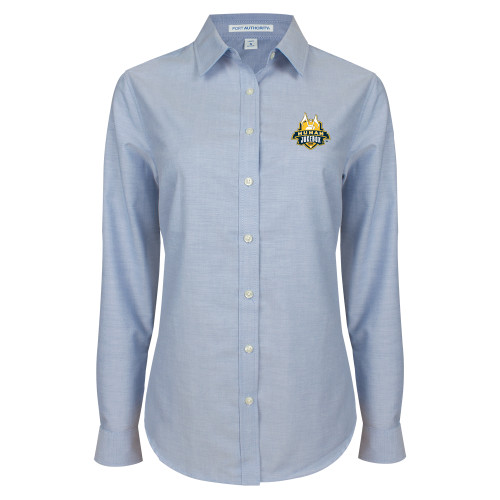  Womens Light Blue Oxford Button Down - The Human Jukebox Official Mark