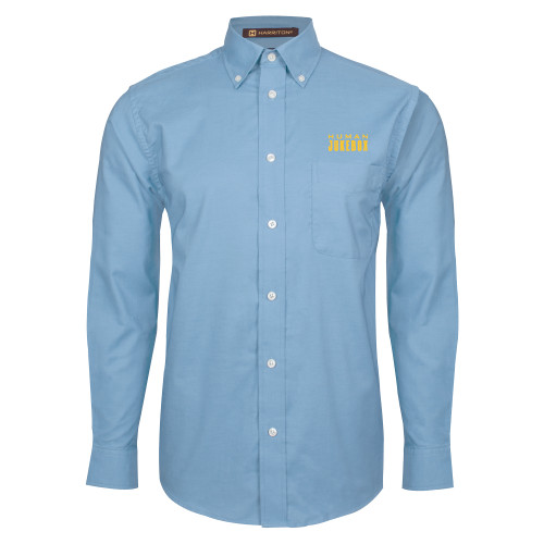 Light Blue Oxford Long Sleeve Shirt - Human Jukebox Wordmark