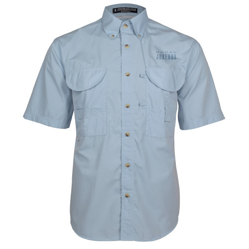  Light Blue Fishing Shirt Performance Short Sleeve  - Human Jukebox Wordmark