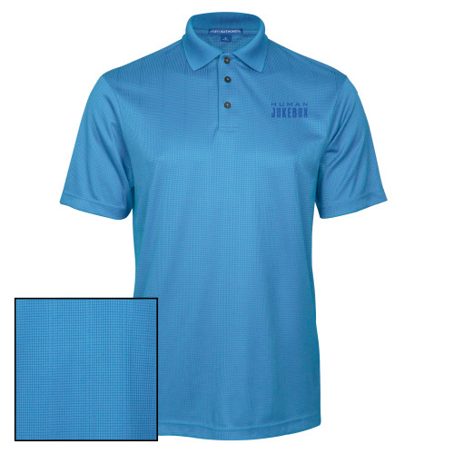  Light Blue Performance Fine Jacquard Polo - Human Jukebox Wordmark