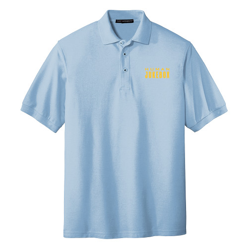  Light Blue Silk Touch Polo - Human Jukebox Wordmark