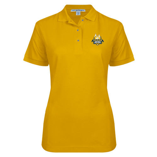  Womens Silk Touch Gold Pique Polo - The Human Jukebox Official Mark