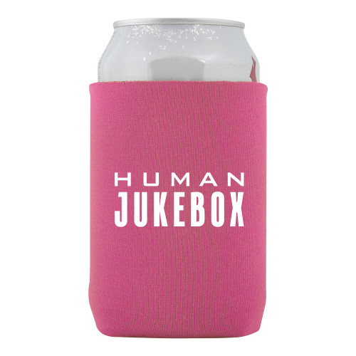  Neoprene Hot Pink Can Holder - Human Jukebox Wordmark