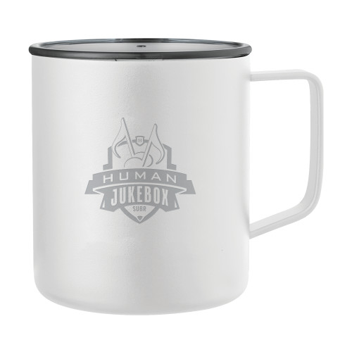  Rover Camp Vacuum Insulated White Mug 14oz - The Human Jukebox Official Mark Engraved