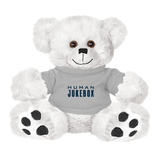  Plush Big Paw 8 1/2 inch White Bear w/Grey Shirt - Human Jukebox Wordmark