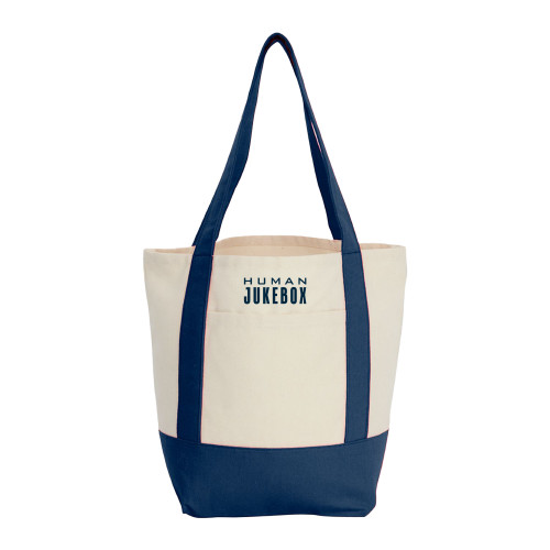  Mini Navy Recycled 8oz Cotton Canvas Tote - Human Jukebox Wordmark