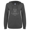Thumbnail image for  ENZA Womens Dark Heather V Notch Raw Edge Fleece Hoodie