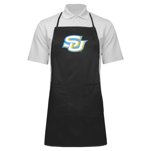 Full Length Black Apron - Interlocking SU - Primary Athletics Mark