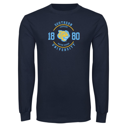  Navy Long Sleeve T Shirt - Souther University w/ Jaguar Head 1880