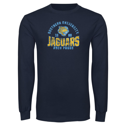  Navy Long Sleeve T Shirt - Souther University Jaguars - HBCU Proud