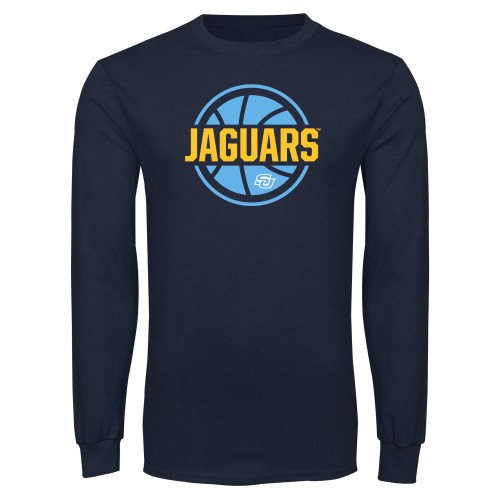  Navy Long Sleeve T Shirt - Jaguars Basketball Graphic