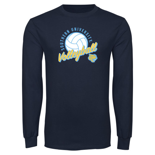  Navy Long Sleeve T Shirt - Jaguars Volleyball Graohic