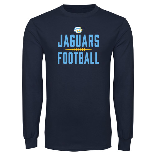  Navy Long Sleeve T Shirt - Jaguars Football Graohic