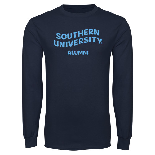  Navy Long Sleeve T Shirt - Southern University Alumni Bubble Graphic