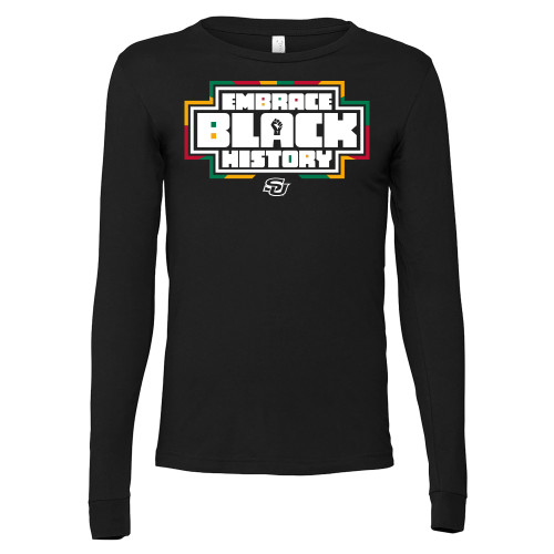  Bella + Canvas Black Jersey Cotton Long Sleeve T Shirt - HBCU Graphic