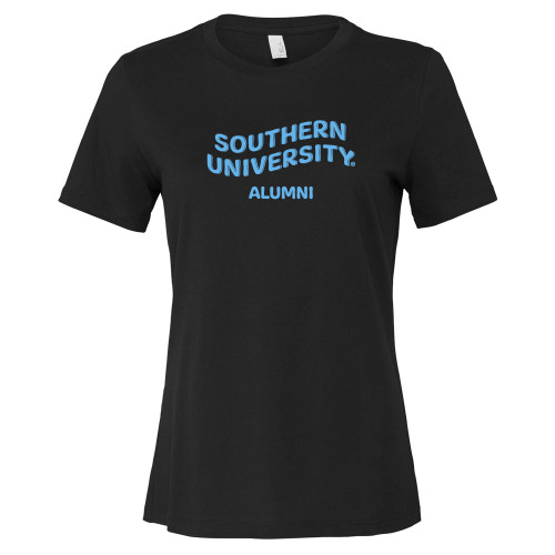  Bella + Canvas Womens Black Relaxed Cotton T Shirt - Southern University Alumni Bubble Graphic
