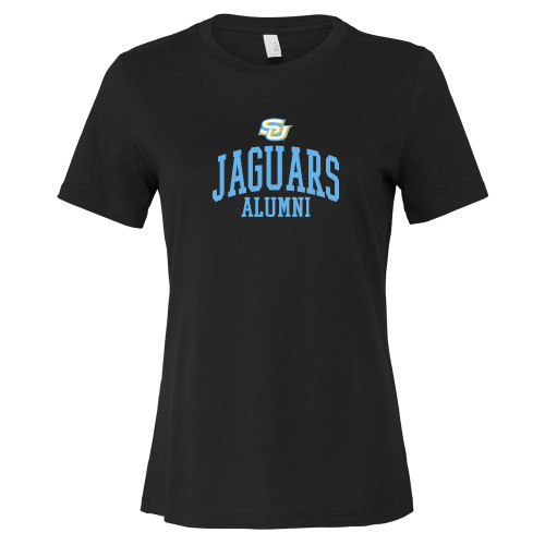  Bella + Canvas Womens Black Relaxed Cotton T Shirt - SU Jaguars Alumni