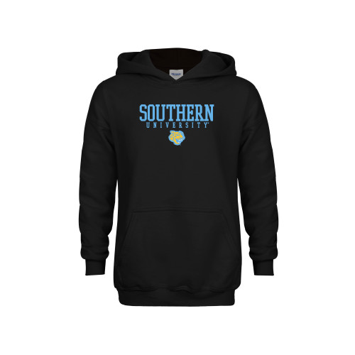 Youth Black Fleece Hoodie - Souther University Stacked w/ Jaguar