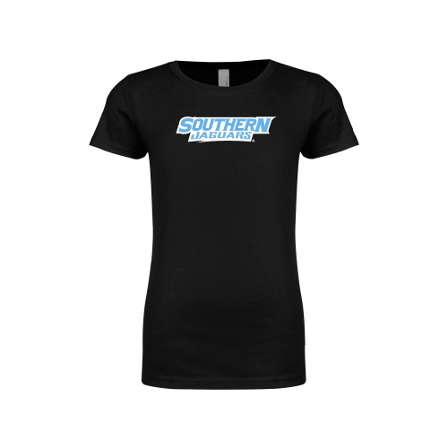  Next Level Girls Black Fashion Fit T Shirt - Southern Jaguars Wordmark