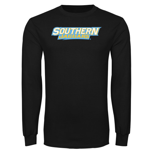  Black Long Sleeve T Shirt - Southern Jaguars Wordmark
