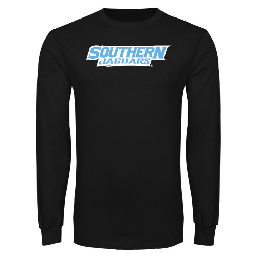  Black Long Sleeve T Shirt - Southern Jaguars Wordmark