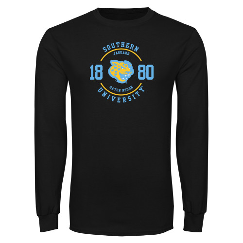  Black Long Sleeve T Shirt - Souther University w/ Jaguar Head 1880