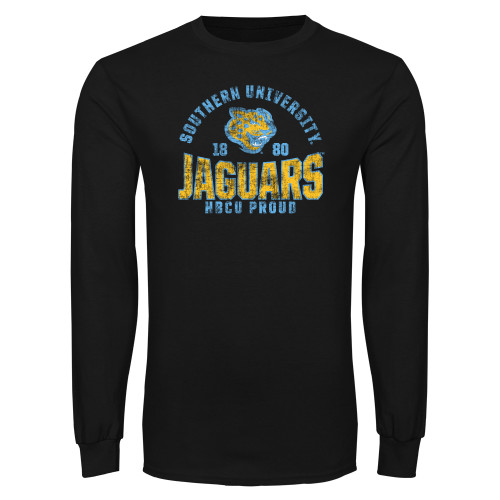  Black Long Sleeve T Shirt - Souther University Jaguars - HBCU Proud
