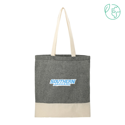  Split Recycled Black Cotton Twill Convention Tote - Southern Jaguars Wordmark