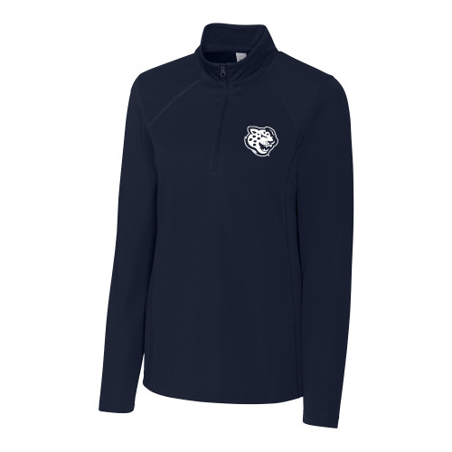  C&B Womens Dark Navy Clique Ice Pique Half Zip - Souther University Jaguar Head