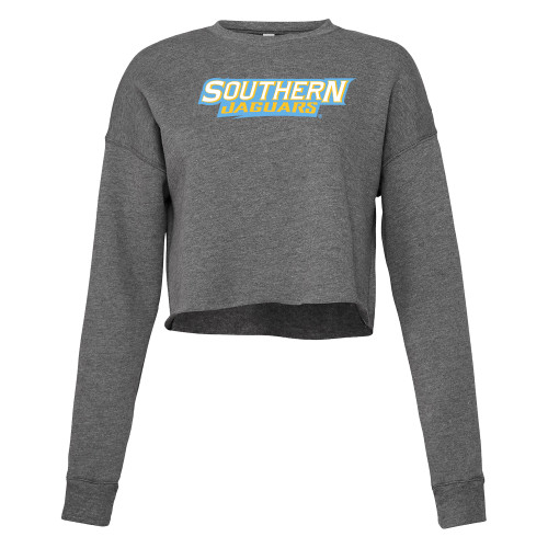  Bella + Canvas Womens Deep Heather Cropped Fleece Crew - Southern Jaguars Wordmark