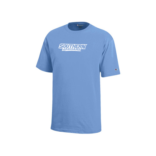 Champion Youth Light Blue Short Sleeve Tee - Southern Jaguars Wordmark