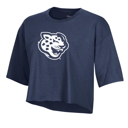  Champion Womens Navy Crop Tee - Souther University Jaguar Head