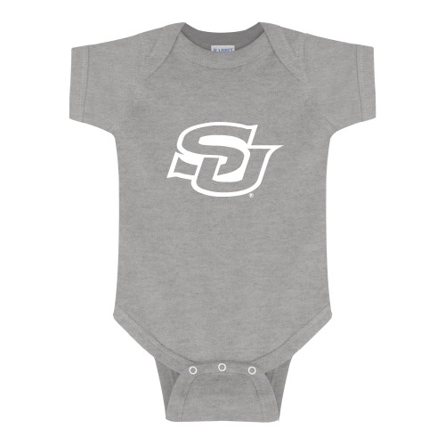  Grey Infant Onesie - Interlocking SU - Primary Athletics Mark