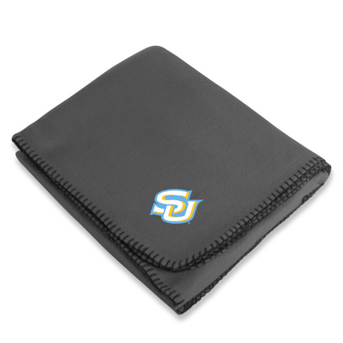 Grey Arctic Fleece Blanket - Interlocking SU - Primary Athletics Mark