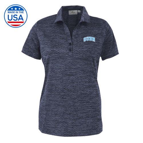  Womens Navy Honeycomb Jacquard Polo - Arched SUBR