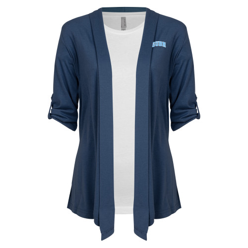  Womens Navy Drape Front Cardigan Sweater  - Arched SUBR