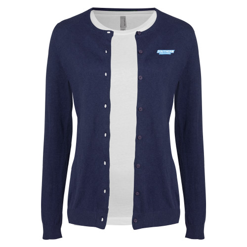  Womens Navy Cardigan Sweater - Souther University Wordmark