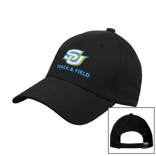  Black Structured Adjustable Pro Style Hat - Interlocking SU - Track and Field