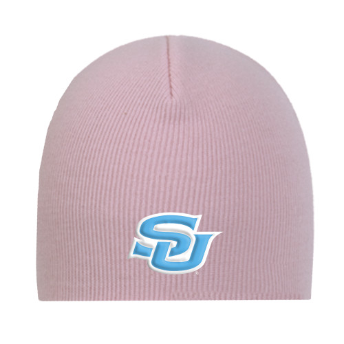  Pink Knit Beanie - Interlocking SU - Primary Athletics Mark