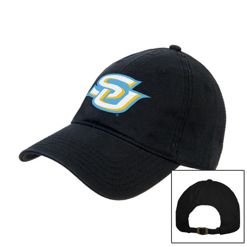  Black Unstructured Adjustable Low Profile Hat - Interlocking SU - Primary Athletics Mark